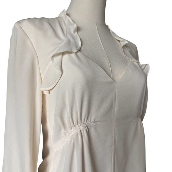 Intermix Cream Silk Blouse with Ruffle Detail Size 2 - Picture 3 of 15
